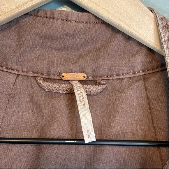 Free People Small Linen Blend Slouchy Utility Bomber Jacket Mauve - Brown - Picture 6 of 7